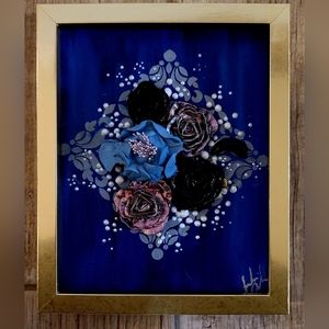 Original 8x10 mixed media painting/3D sculpture art